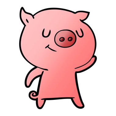 mutlu karikatür domuz vektör çizim
