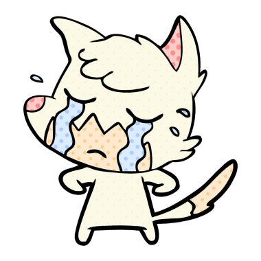 Tilki çizgi film ağlama vektör çizim