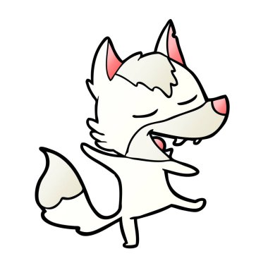 vektör çizim karikatür kurt gülen