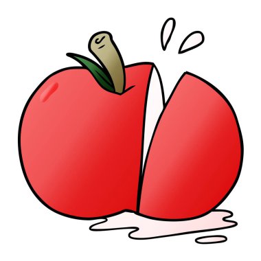 vektör çizim karikatür dilimlenmiş elma