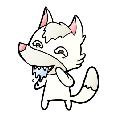 vektör çizim karikatür aç kurt