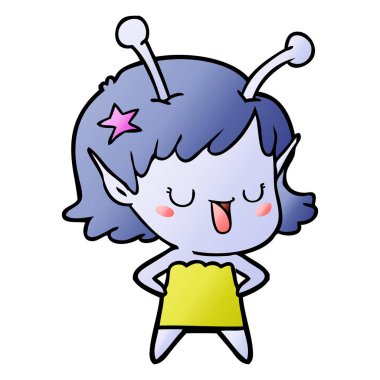 mutlu uzaylı kız çizgi film