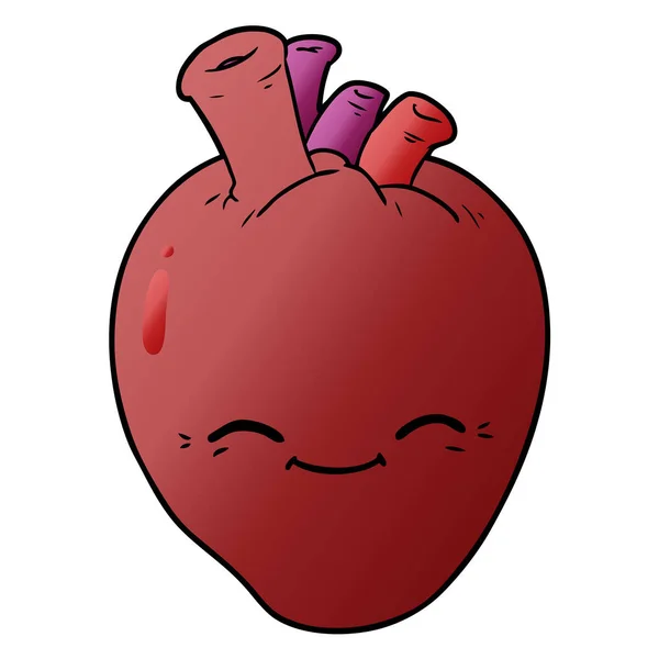 Vector Illustration Cartoon Happy Heart — Stock Vector