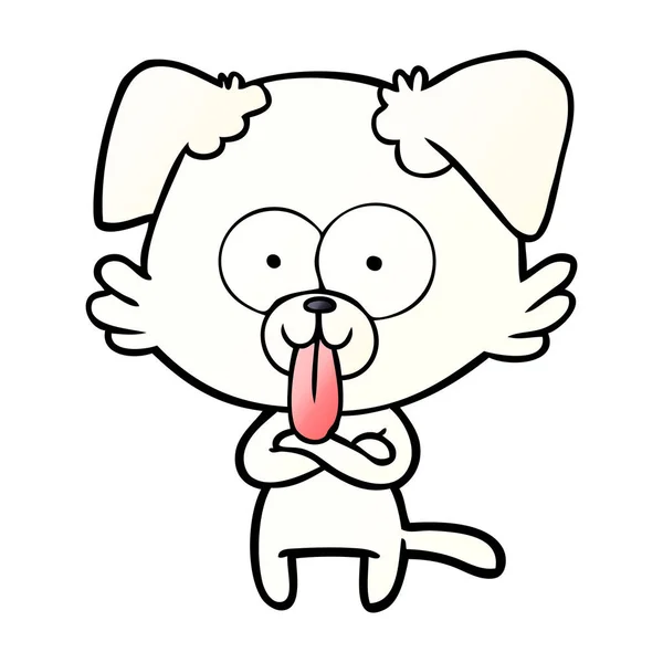 Perro Dibujos Animados Con Lengua Sobresaliendo — Vector de stock