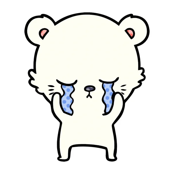 Illustrazione Vettoriale Piangere Cartone Animato Orso Polare — Vettoriale Stock