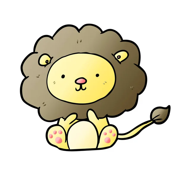 Vector Illustration Cute Cartoon Lion — Stock Vector