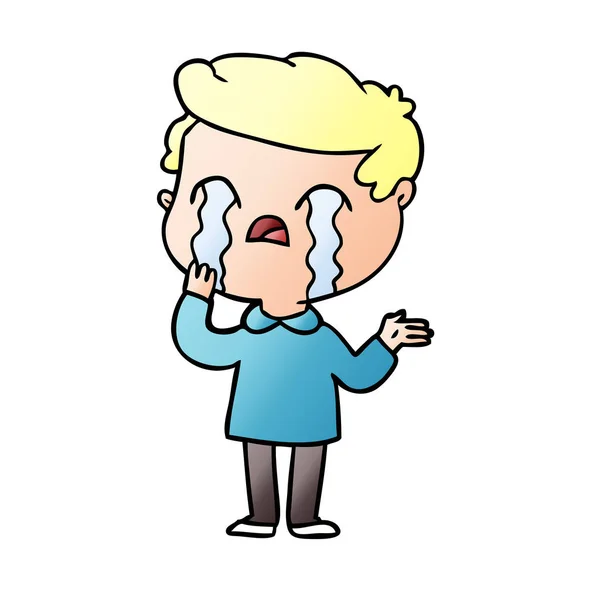 Vector Illustration Cartoon Man Crying — Stock Vector