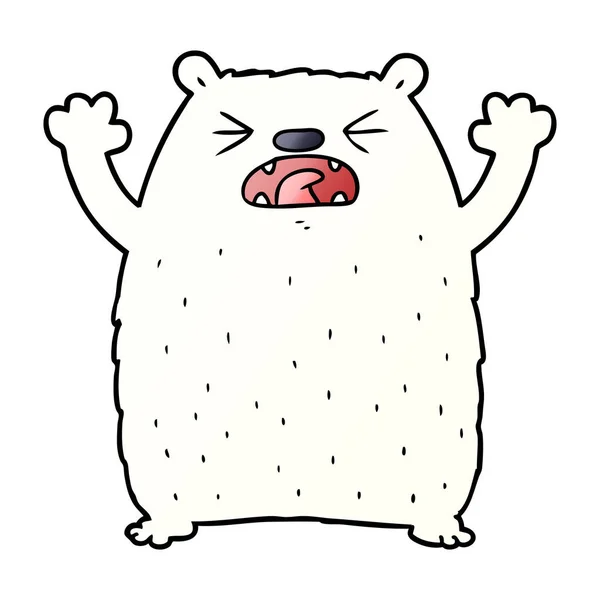 Cartone Animato Orso Polare Ruggente — Vettoriale Stock
