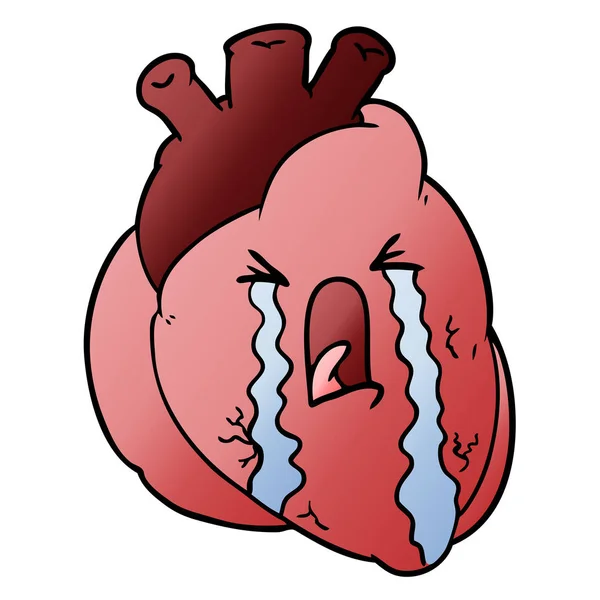 Vector Ilustración Dibujos Animados Corazón Llorando — Vector de stock