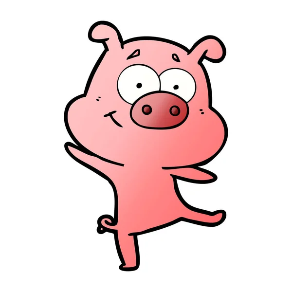 Happy Cartoon Pig Dancing — Stock Vector