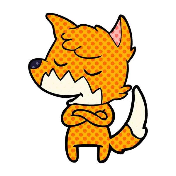 Vector Illustration Friendly Cartoon Fox — Stock Vector