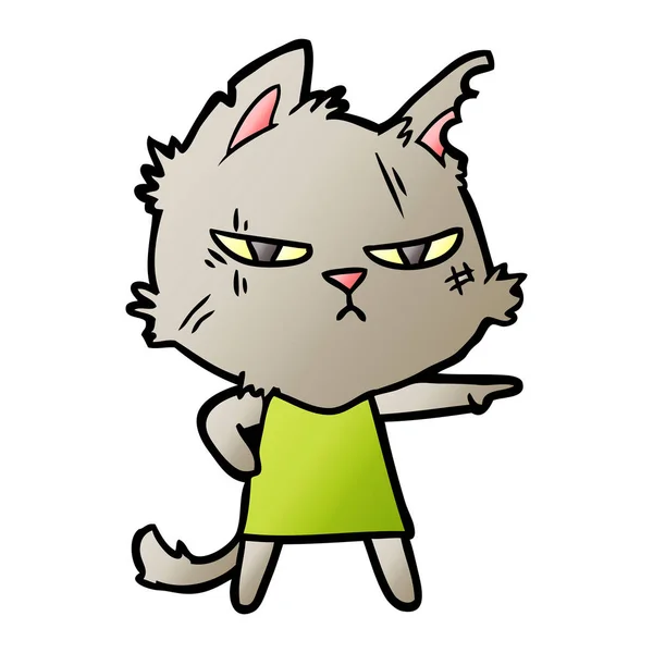 ポイント厳しい漫画猫の女の子 — ストックベクタ