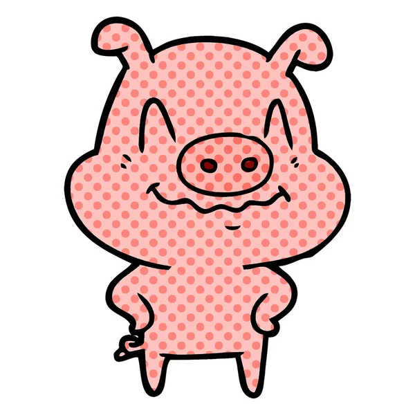 Illustration Vectorielle Cochon Dessin Animé Nerveux — Image vectorielle