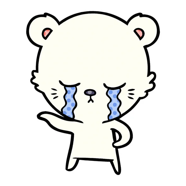Vector Illustration Crying Cartoon Polar Bear — Stock Vector