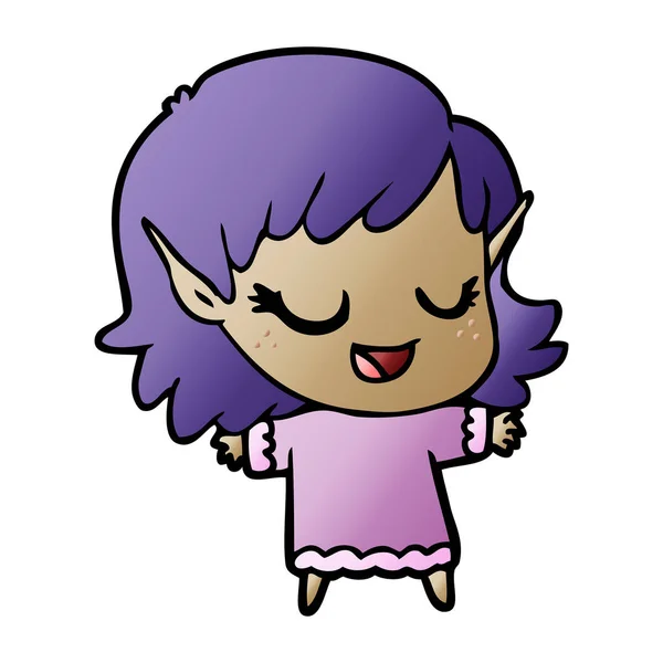 幸せな漫画エルフの女の子服 — ストックベクタ