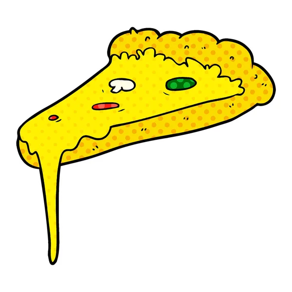 Rebanada Dibujos Animados Pizza — Vector de stock