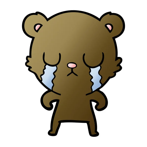 Vector Illustration Crying Cartoon Bear — Stock Vector