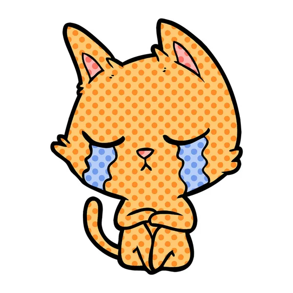 泣いて漫画猫のベクトル イラスト — ストックベクタ