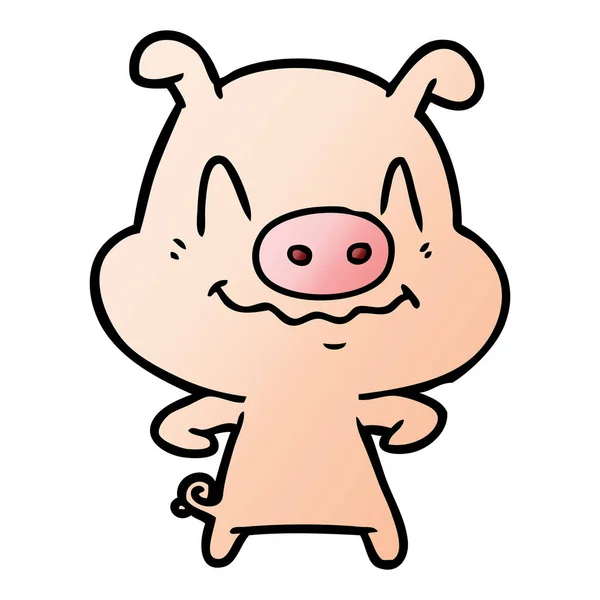 Vector Illustration Nervous Cartoon Pig — Stock Vector