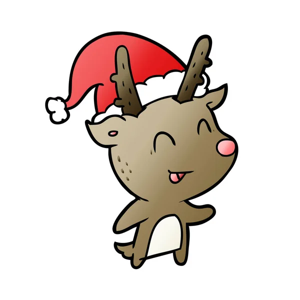 Vector Illustration Cartoon Christmas Reindeer — Stock Vector