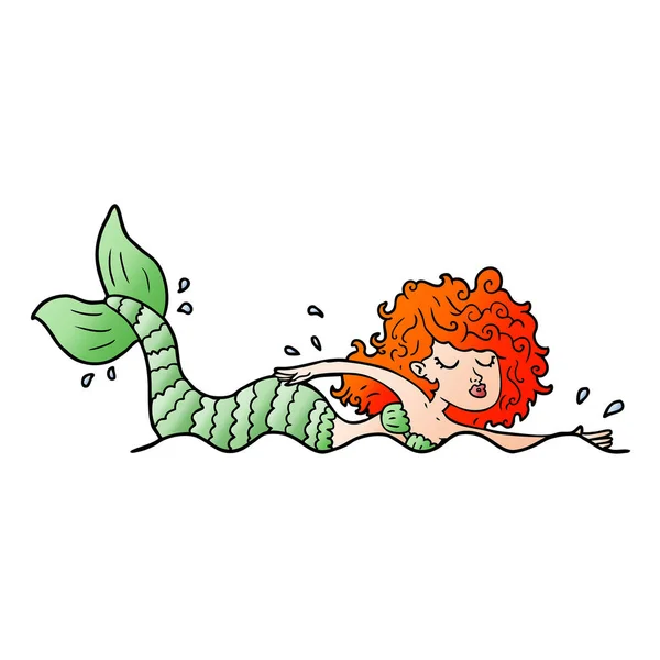 Vector Illustration Cartoon Mermaid — Stock Vector