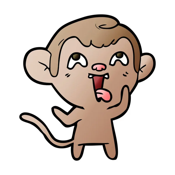 Vektor Illustration Des Verrückten Cartoon Affen Zeigt Zunge Isoliert Auf — Stockvektor