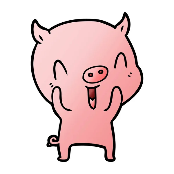 Vector Illustration Happy Cartoon Pig — Stock Vector