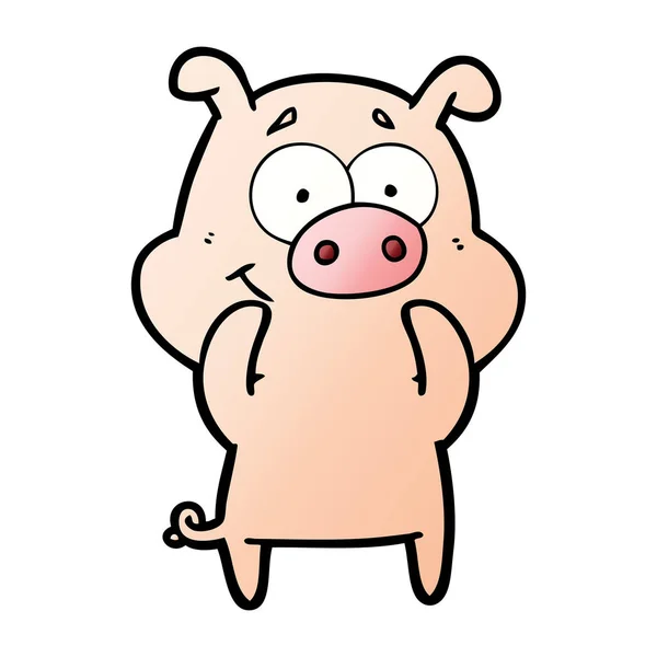 Vector Illustration Happy Cartoon Pig — Stock Vector