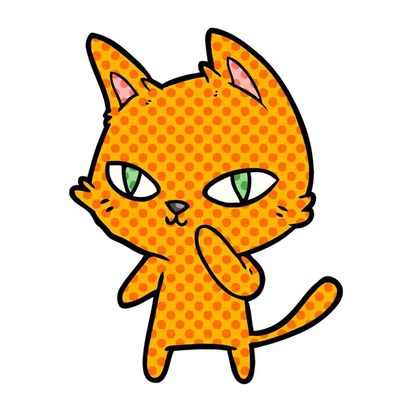 Vector Illustration Cartoon Cat Staring — Stock Vector