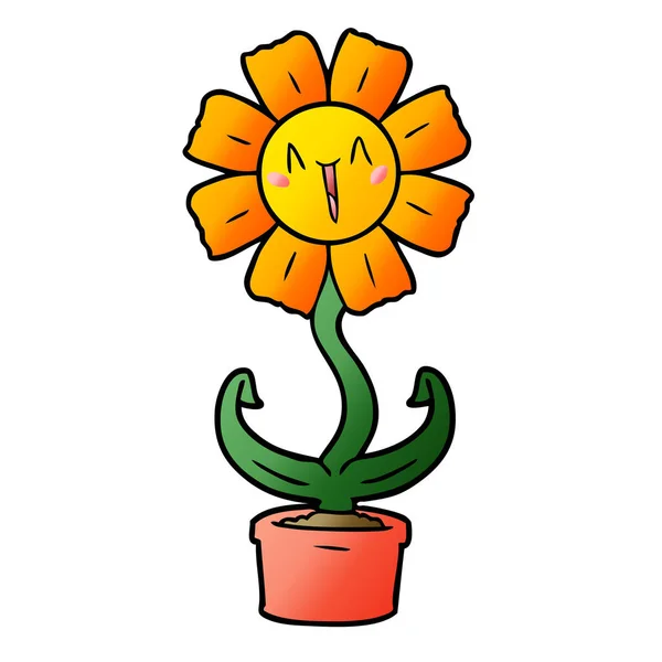 Vektorillustration Lycklig Tecknad Blomma — Stock vektor