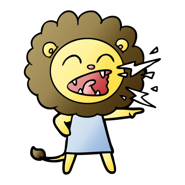 Kartun Mengaum Gadis Singa - Stok Vektor