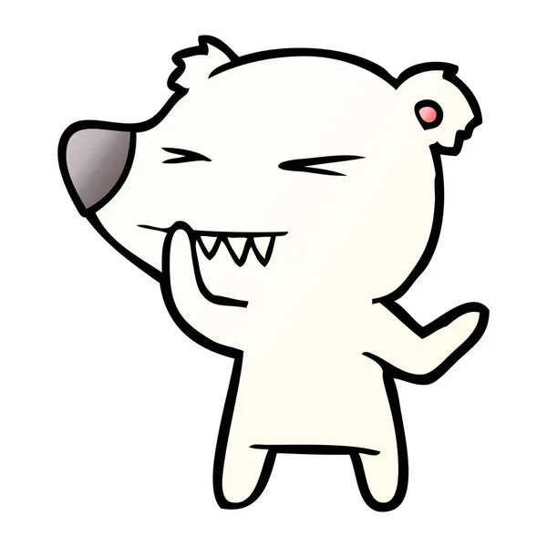 Arrabbiato Orso Polare Cartone Animato Pensiero — Vettoriale Stock