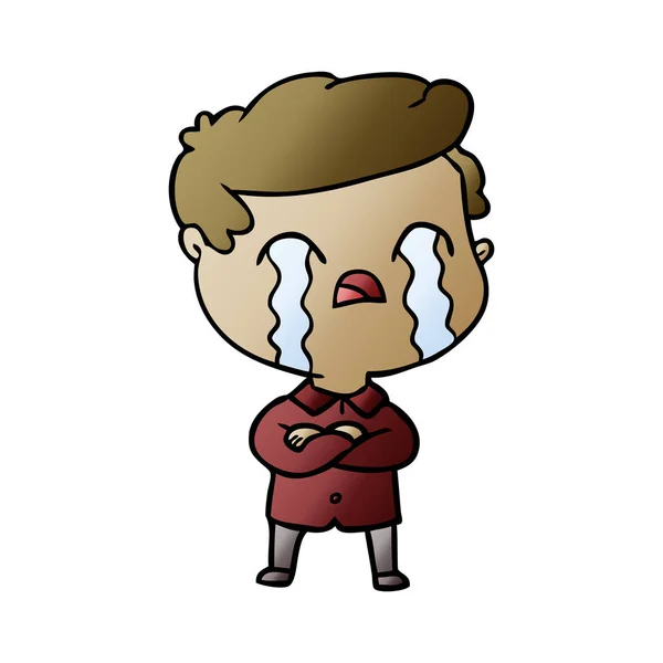 Vector Ilustración Dibujos Animados Hombre Llorando — Vector de stock