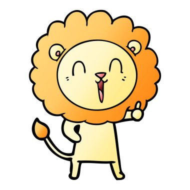 Aslan karikatür gülen vektör çizim