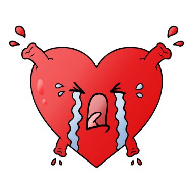 Karikatür kalp çiziminin vektör çizimi