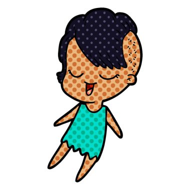 mutlu çizgi film kız vektör çizim