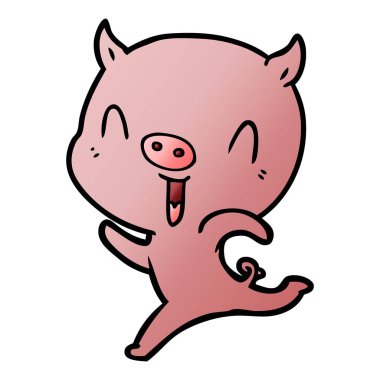 çalışan mutlu karikatür domuz