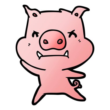 kızgın çizgi film domuz vektör çizim