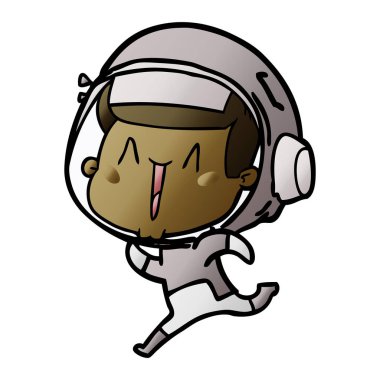 mutlu karikatür astronot vektör çizim