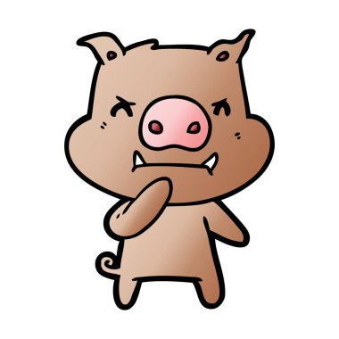 kızgın çizgi film domuz vektör çizim