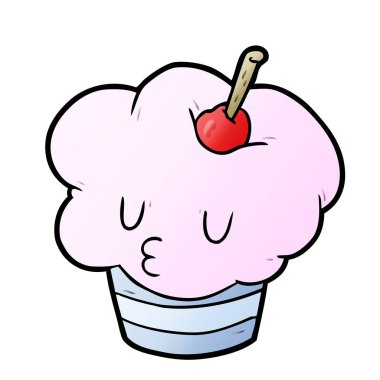 vektör çizim karikatür cupcake