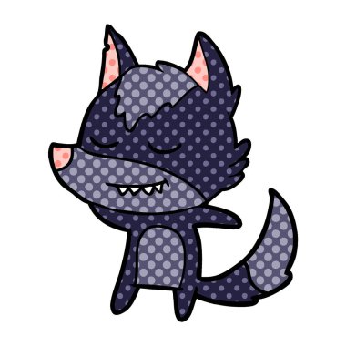 vektör çizim dostu karikatür kurt