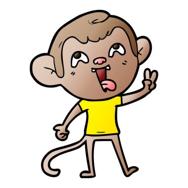 barış işareti veren çılgın karikatür maymun