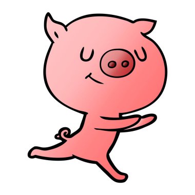 mutlu karikatür domuz vektör çizim