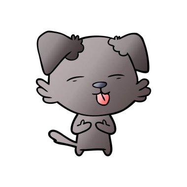 Çizgi filmdeki köpek dilini çıkartıyor.