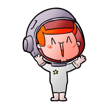 mutlu karikatür astronot vektör çizim