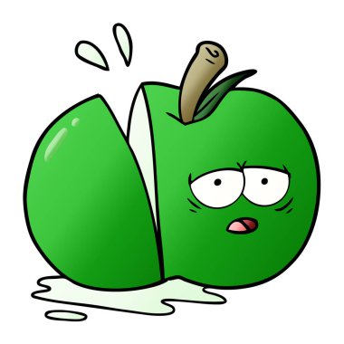 vektör çizim karikatür dilimlenmiş elma