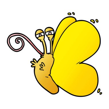 Komik karikatür kelebek vektör çizim