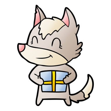 vektör çizim dostu karikatür kurt