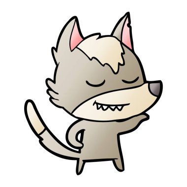 vektör çizim dostu karikatür kurt